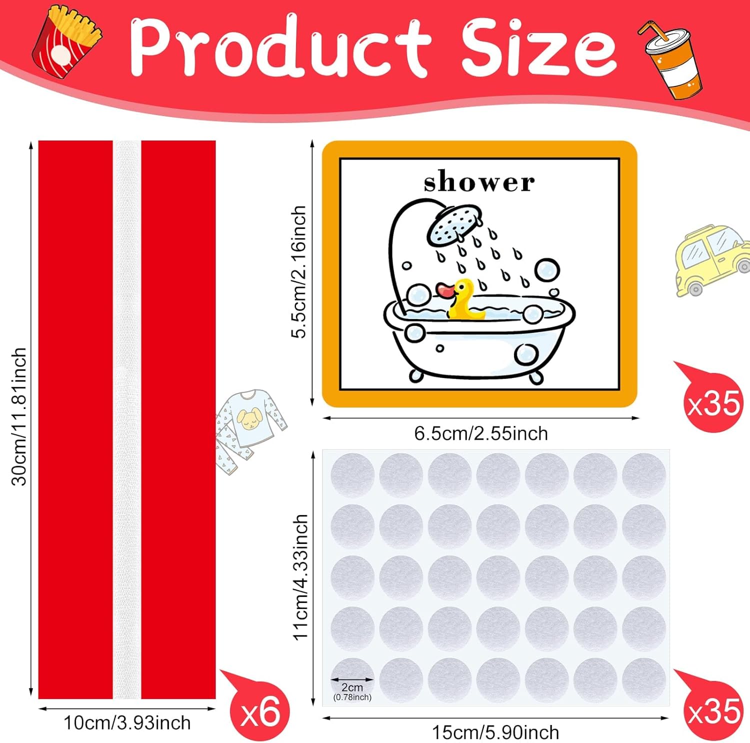 35 Pieces Visual Schedule Cards Routine Cards Home Chore Chart Routine Cards Autism Learning Materials with 35 Pieces Hook and Loop Dots for Kids, Classroom School (Red, Cute Style) : Office Products