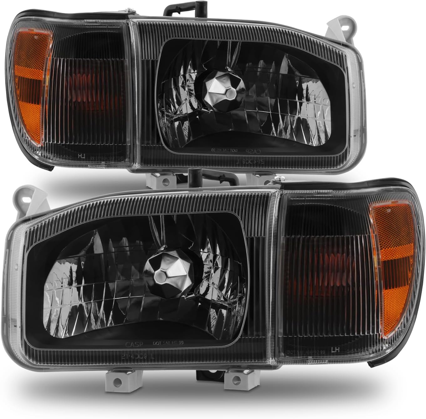 AKKON - Fit 1999 2000 2001 2002 2003 2004 Nissan Pathfinder 99-04 Halogen Type w/Corner 4pcs Headlights Headlamp OE Style Black