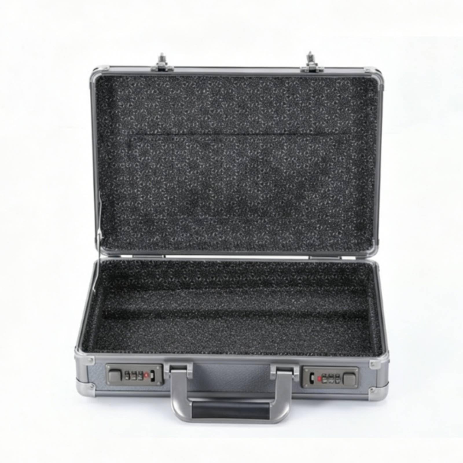 Sharplace Valigetta Portaoggetti in Alluminio Cassetta Cassaforte Scatola Contenitore Custodia con Doppia Serratura Combinazione Struttura Rinforzata Adatta per, Grigio Titanio, size to 1