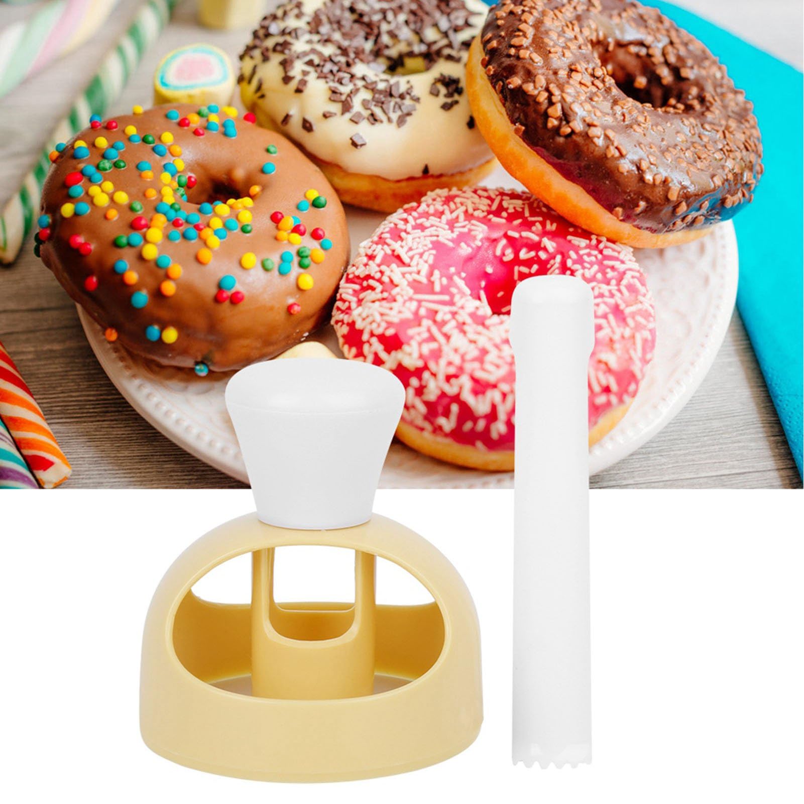 Cortador de donas con alicates de inmersión, cortador de donas, cortador de donas, sello de galletas, cortador de postres, herramienta de cocina para hornear 8