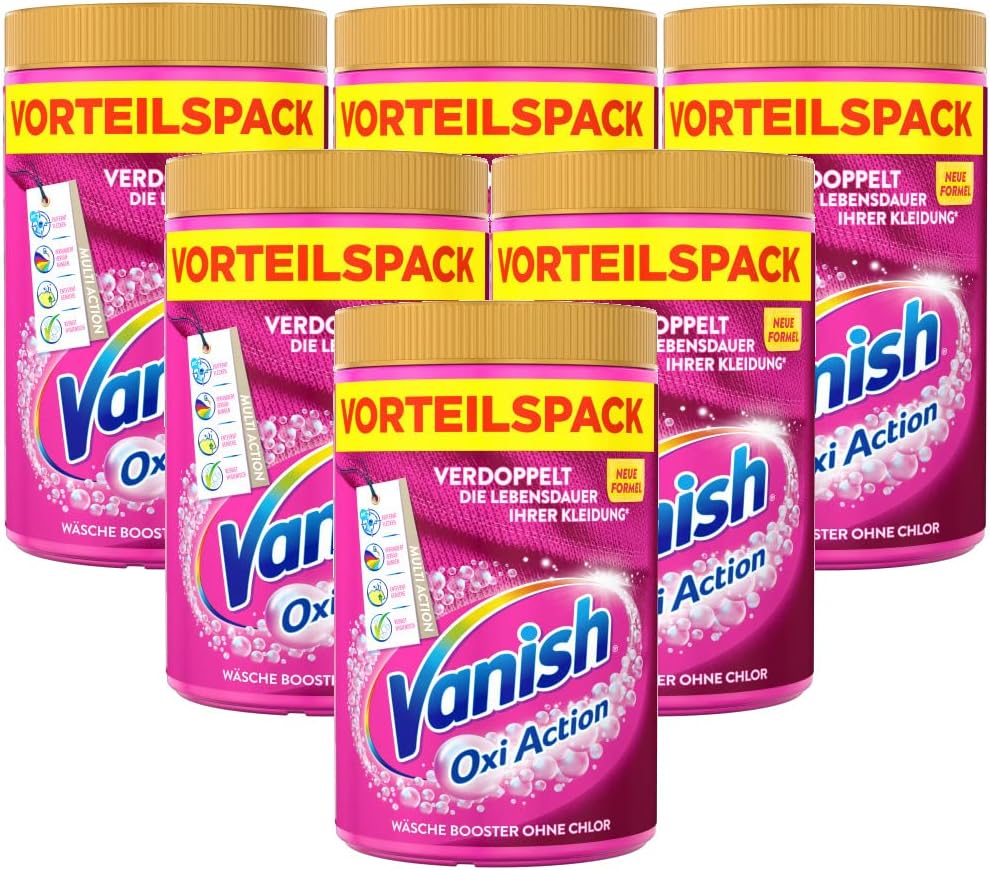 Vanish Oxi Action Anwendung Waschmaschine Vanish Oxi Action Pulver Pink – 6 x 1,65 kg – Fleckenentferner und