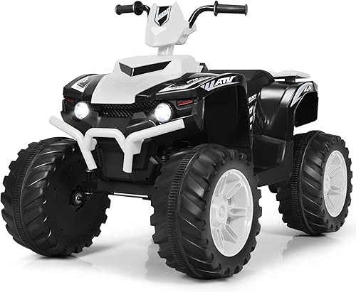 Costzon - Cuatrimoto para niños con con batería eléctrica de 12V, luces LED, velocidad alta y baja, bocina, radio y USB, tracción trasera, regalo