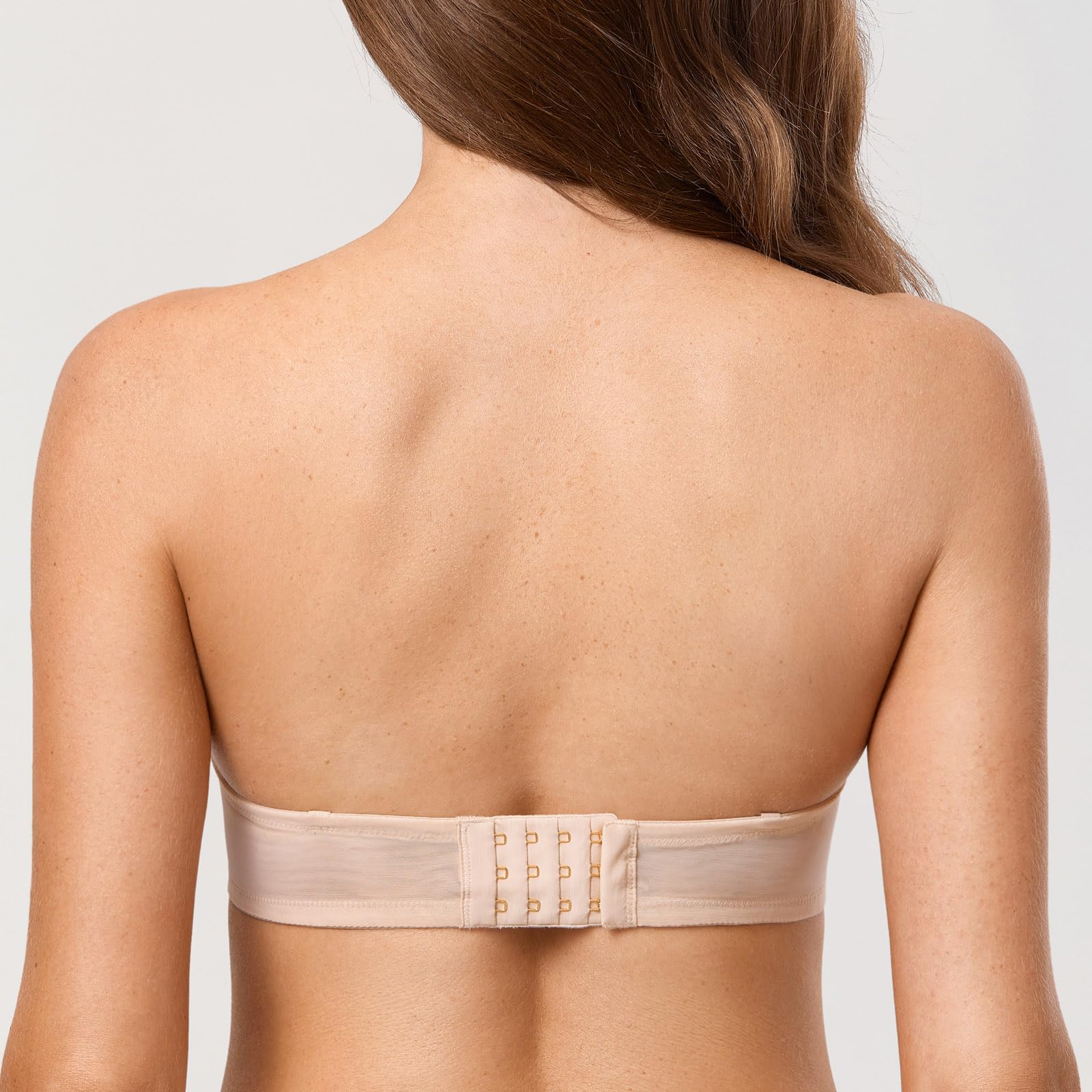 DOBREVA Soutien Gorge sans Bretelles Push up avec Armature Decollete Plongeant Sexy Dentelle de Cils