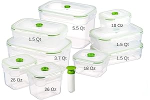 Rectangle Vacuum Sealed Food Storage Container Set With 19 Pieces
