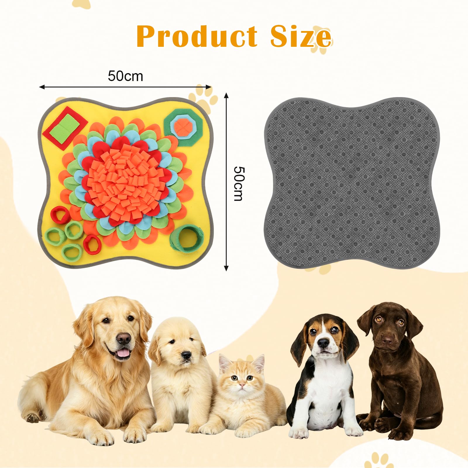 Cozary Tappeto Olfattivo Cane 50x50 cm – Tappetino Olfattivo, Gioco Interattivo Cane, Giochi Olfattivi, Antiscivolo, Lavabile, per Taglie Piccole e Medie