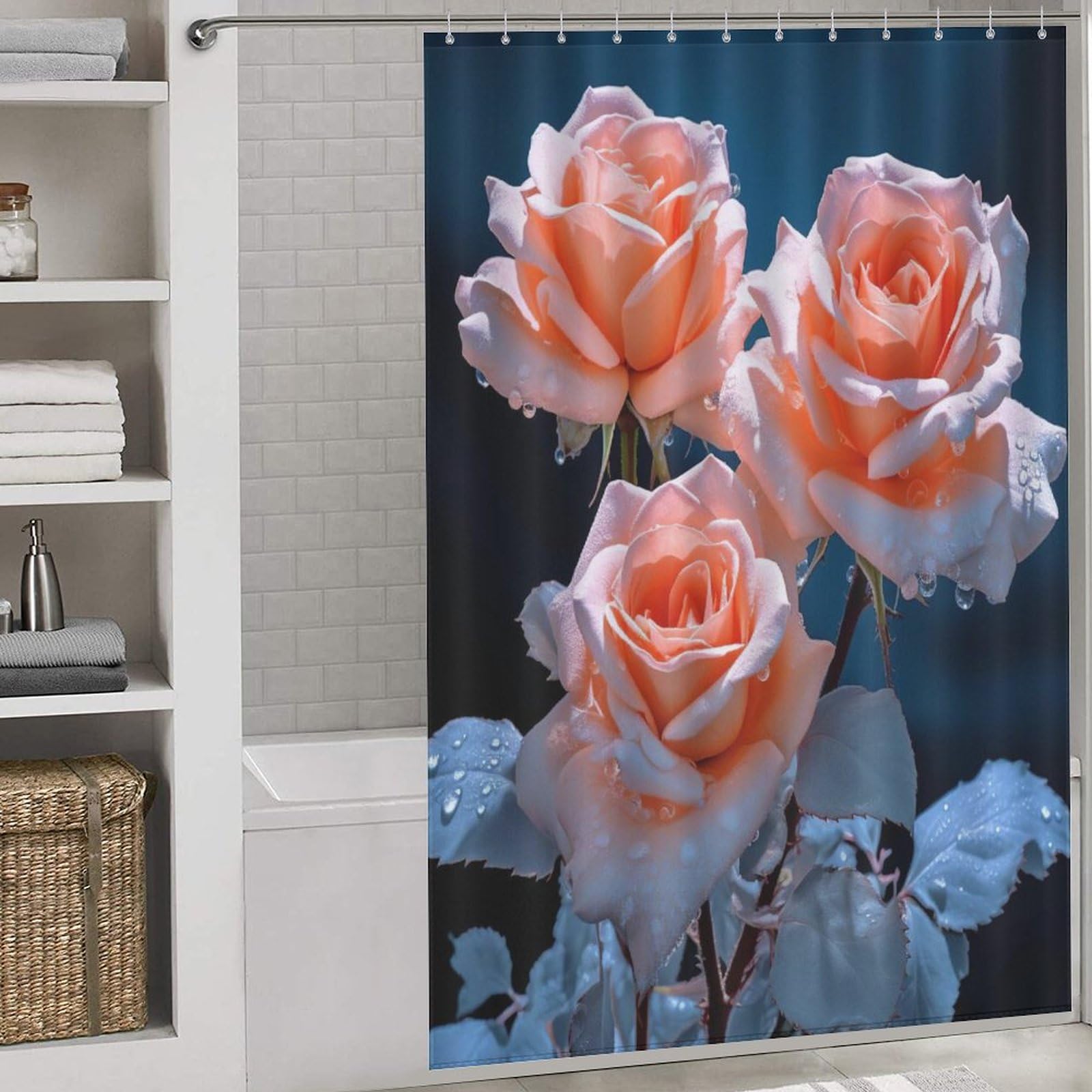 Rideau de douche fleur pour une salle de bain zen et moderne 152x183 cm