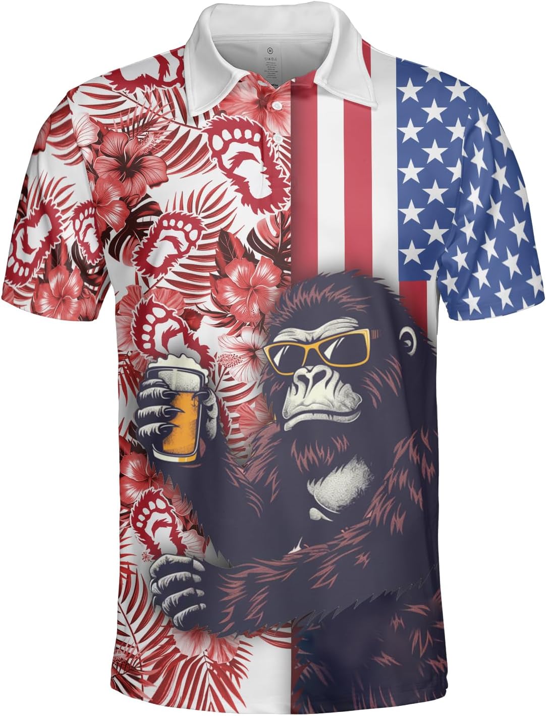 Bigfoot Golf Shirt Men Funny Golf Polos for Men Dry Fit- Patriotic Golf Polo Shirts Hawaiian Polo Golf Outfits (MP_PL_25)