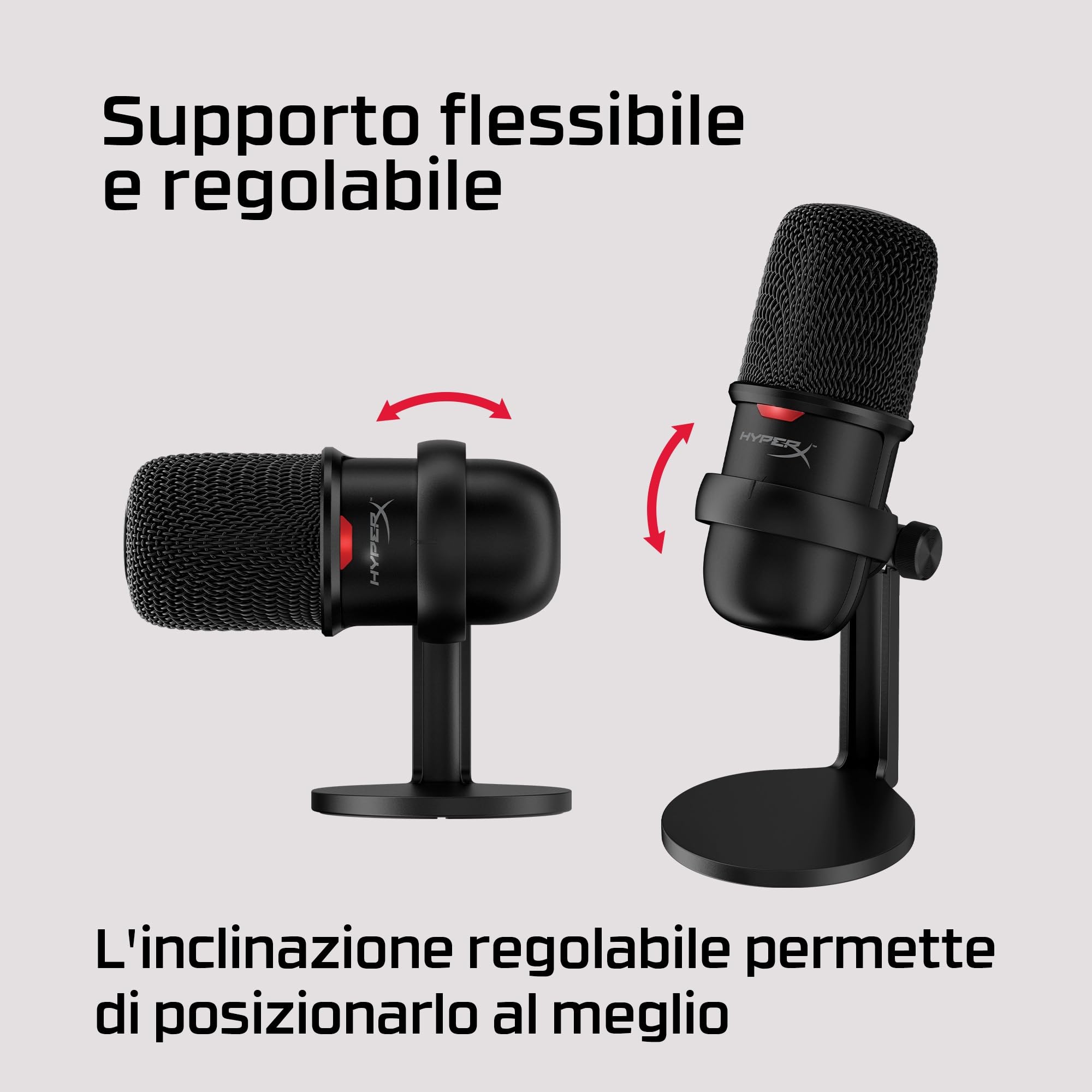 HyperX Solocast, Microfono da gaming, USB a condensatore, Sensore Tap-To-Mute, Registrazione 24bit/96 kHz, per Gaming, Streaming, Podcast, Twitch, Youtube, Compatibile con PC/PS5/PS4, USB-C, Nero