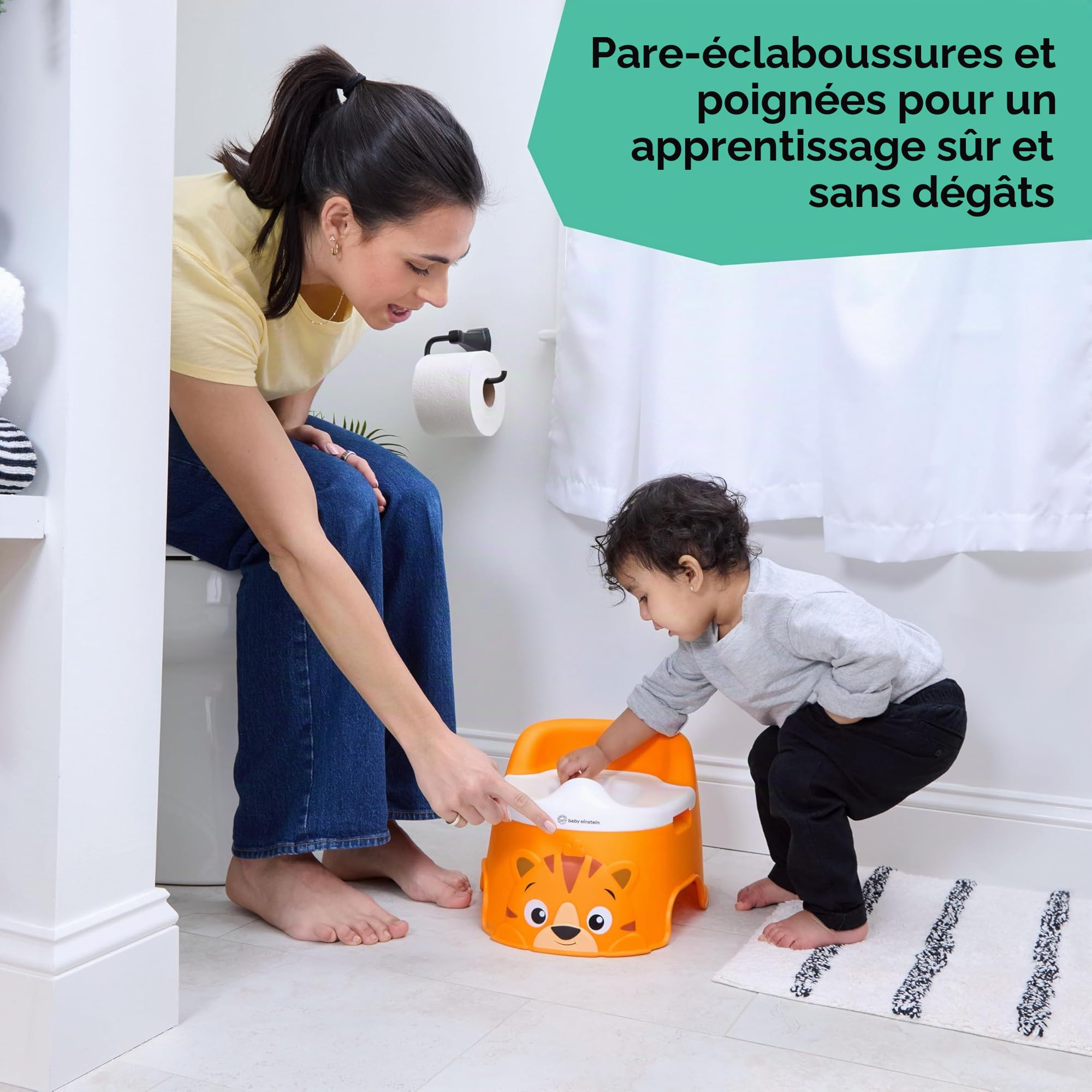 Baby Einstein, Pot Bébé Toilette Tinkle and Reveal Tiger, unisexe, Toilette enfant, avec protection contre les éclaboussures & récompense de changement de couleur, à partir de 18 mois