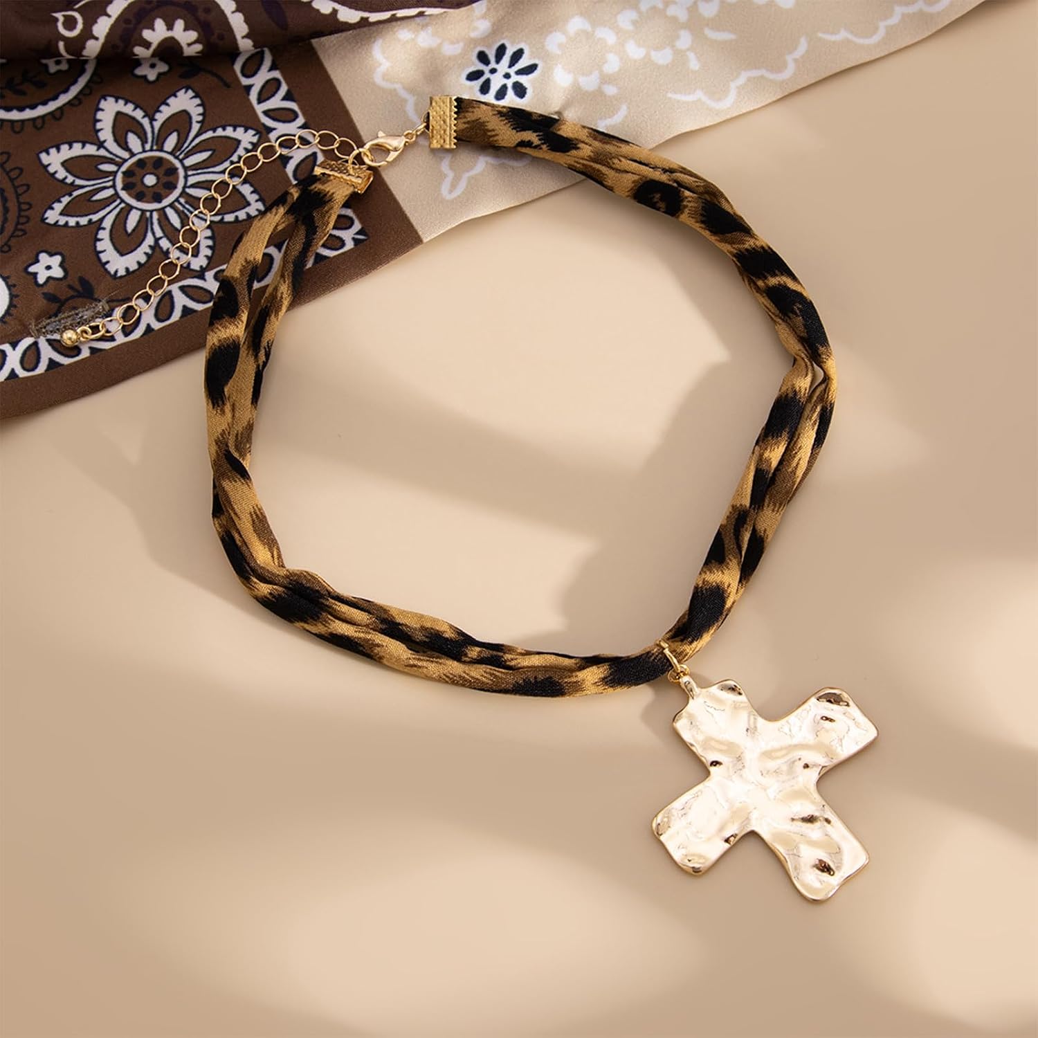 Scarf Necklace with Charms for Women Western Boho Bandana Jewelry image 4