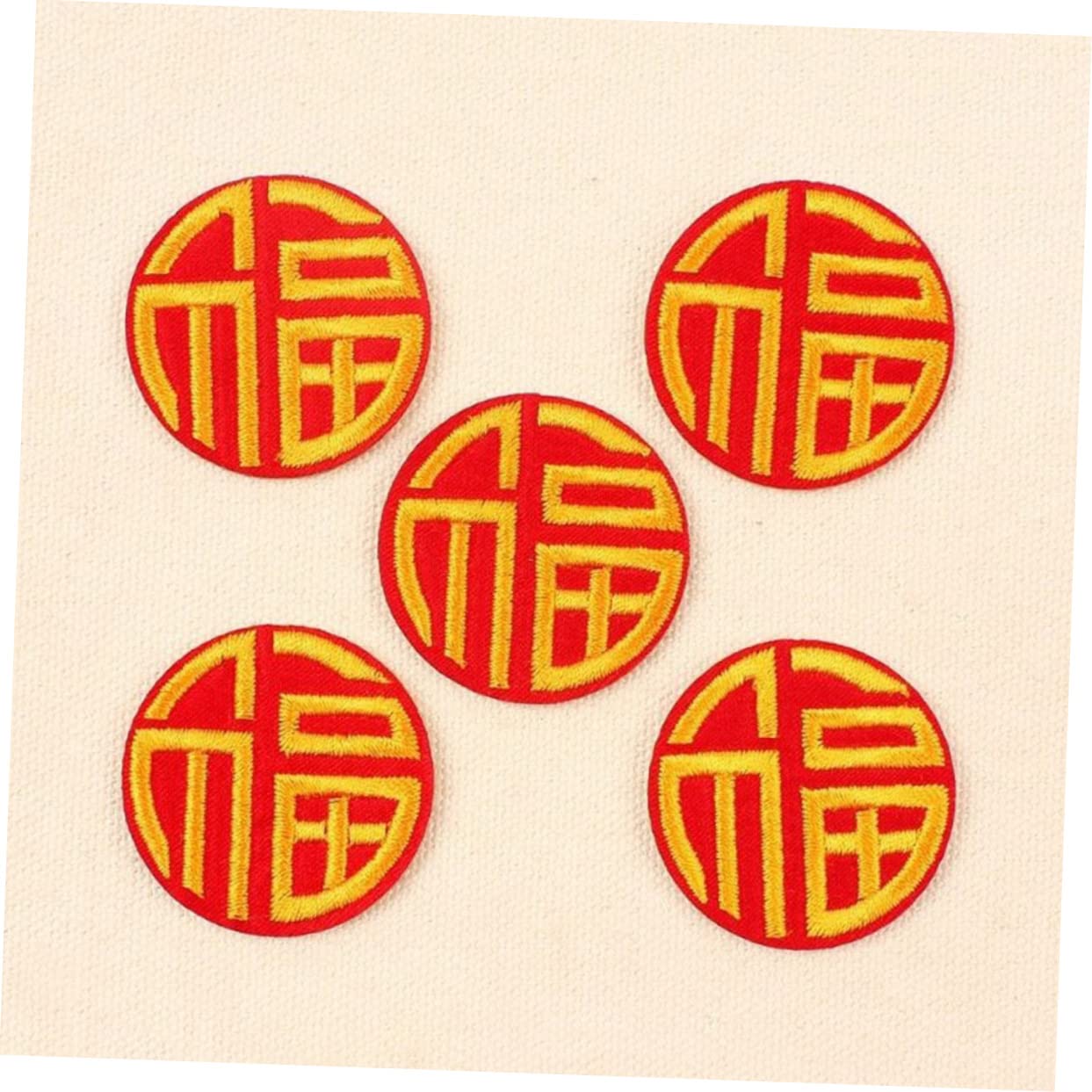 STOBOK 60pezzi Patches Cucibili Per Abbigliamento e Accessori Toppe Ricamate Fu Character Stile Cinese Per Jeans Borse e Decorazioni Fai Da Te