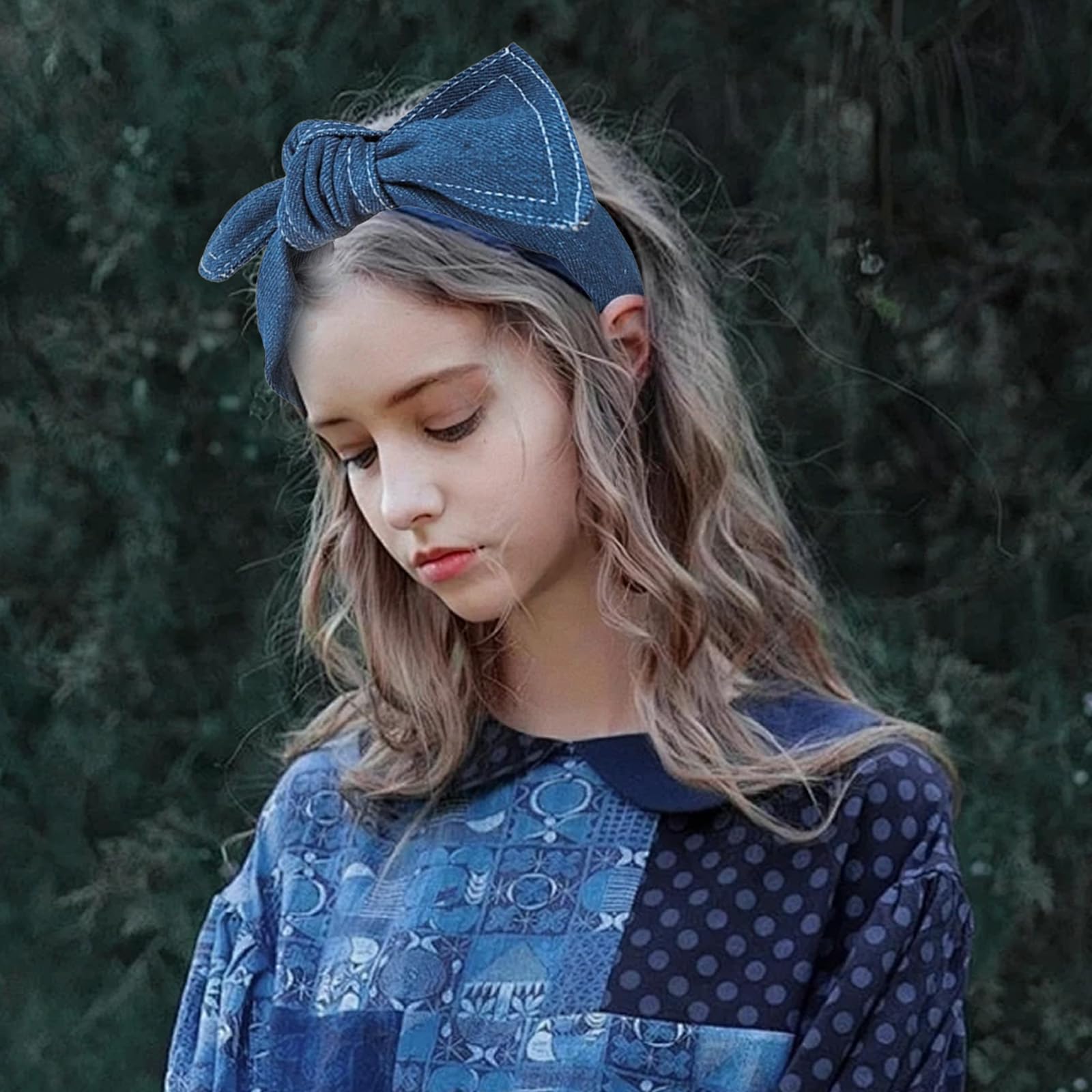 New denim blue fashion Headband Twine and Love | Denim Knot Jeweled Headband | Handcrafted  main image 2