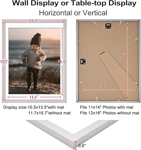 Vista 62 de KINLINK Juego de 2 portarretratos de 6 x 8 pulgadas, marco de fotos de madera mate de 4 x 6 pulgadas con plexiglás para 4 x 6 con paspartú o 6 x 8