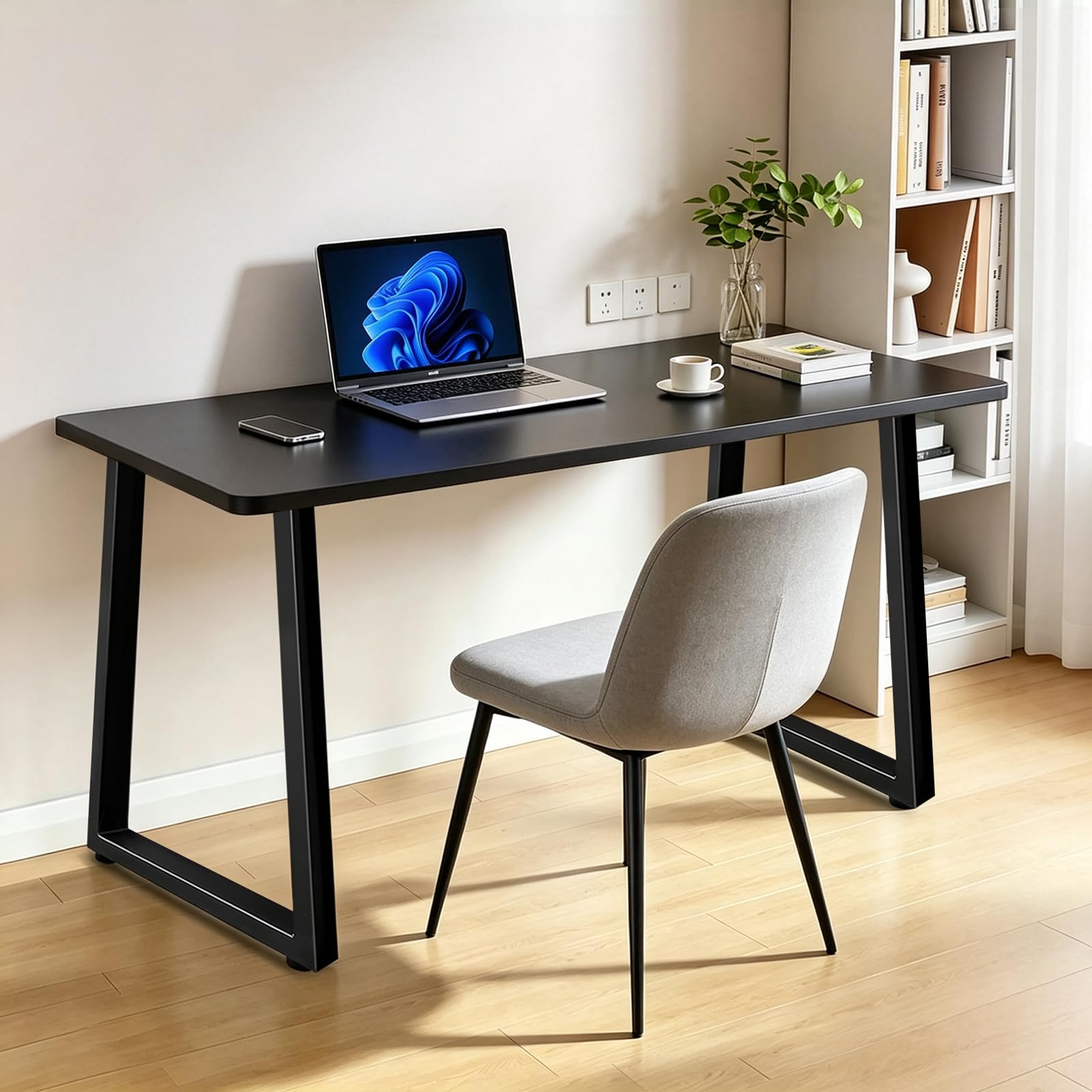 Jahof Tischbeine Metall Schwarz 50 x 70 cm, 2 Stück Trapezifische Tischgestell Verstellbar, Heavy Duty Industrielle Tischkufen für Esstisch, Schreibtisch