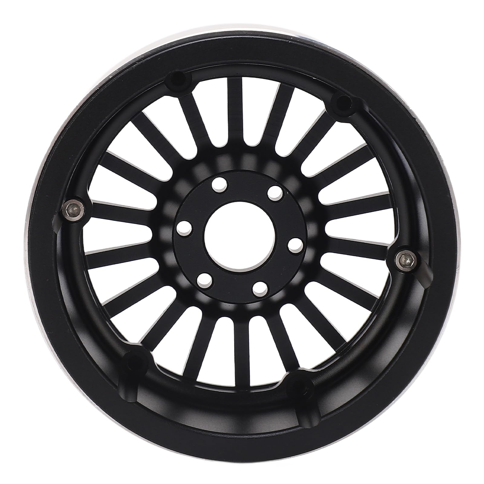 Cerchio in lega di alluminio RC da 2,6 pollici, 4 pezzi; cerchio metallico per auto RC compatibile con Axial RR10 90048, scala 1/10; sostituzione leggera e resistente, fornita con (Nera)