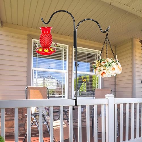 Miniatura 6 de Gtongoko Paquete de 2 ganchos de doble cubierta de 35 pulgadas para barandilla, poste de comedero de pájaros de cubierta con abrazadera reforzada de