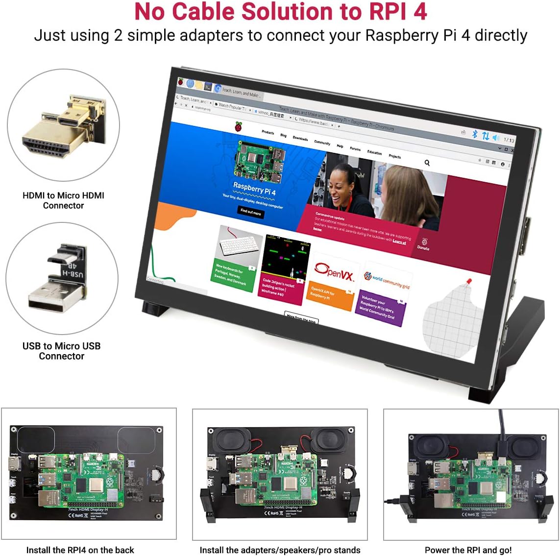 Greatest Product ELECROW Raspberry Pi Monitor 7 Inch Touchscreen Capacitive IPS Display 1024x600 USB Powered HDMI Monitor with Speaker & Stand for Raspberry Pi Win PC