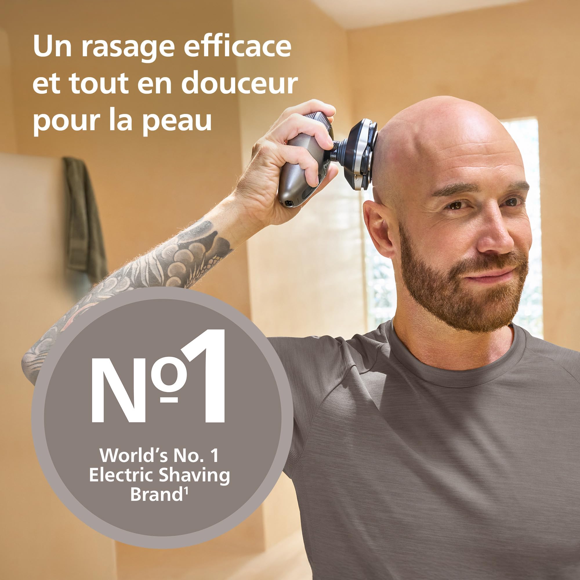 Philips Head Shaver Pro 9000 Series - Rasoir pour la tête d'hommes et femmes, tête flexible 360°, lames ComfortCut, rasage efficace tout en douceur pour la peau, idéal en cadeau, modèle HS9980/15