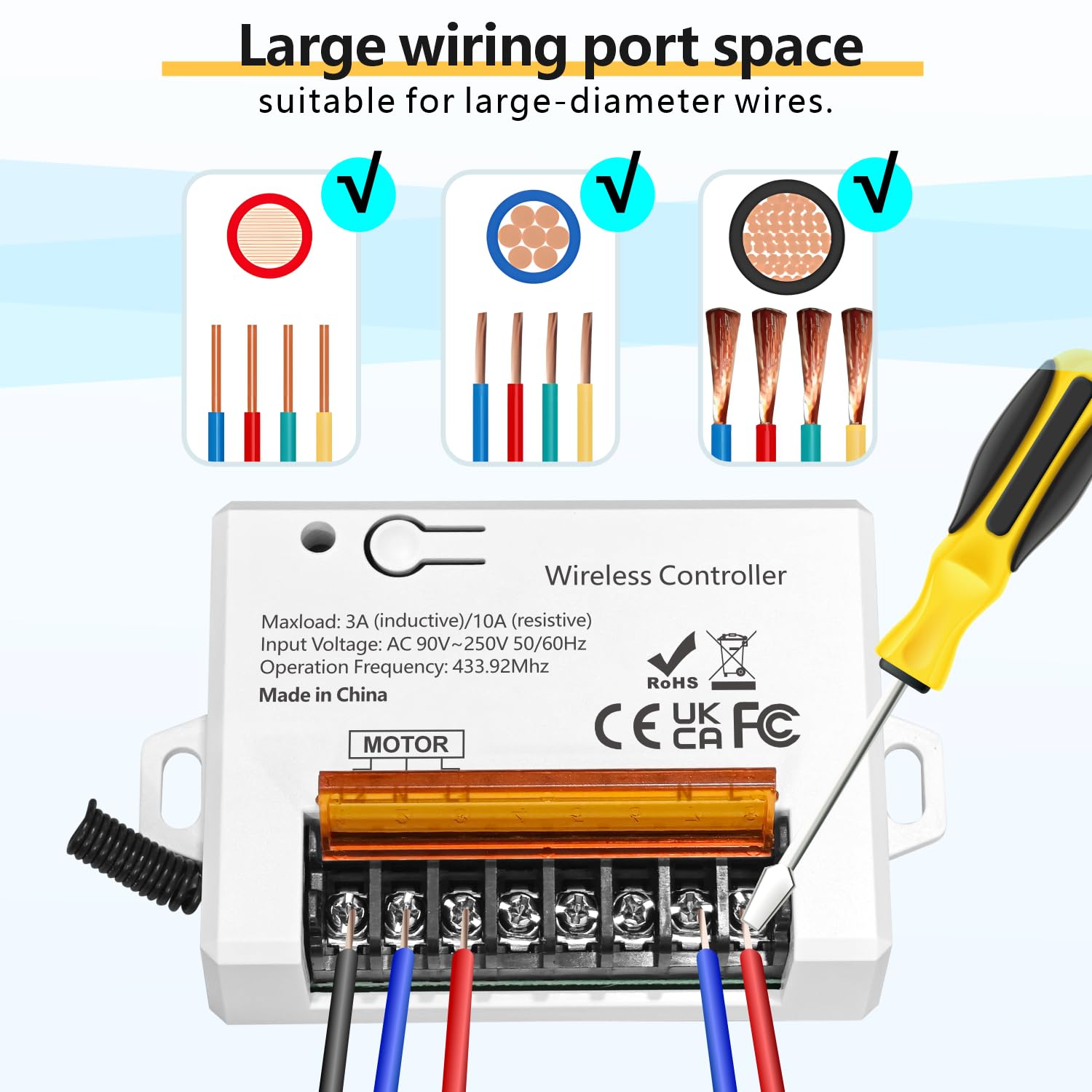 Interrupteur Moteur AC Sans Fil 90-250V pour Porte de Garage, Store Électrique, Serrure, Pompe - Télécommande Avant/Arrière avec 2 Émetteurs