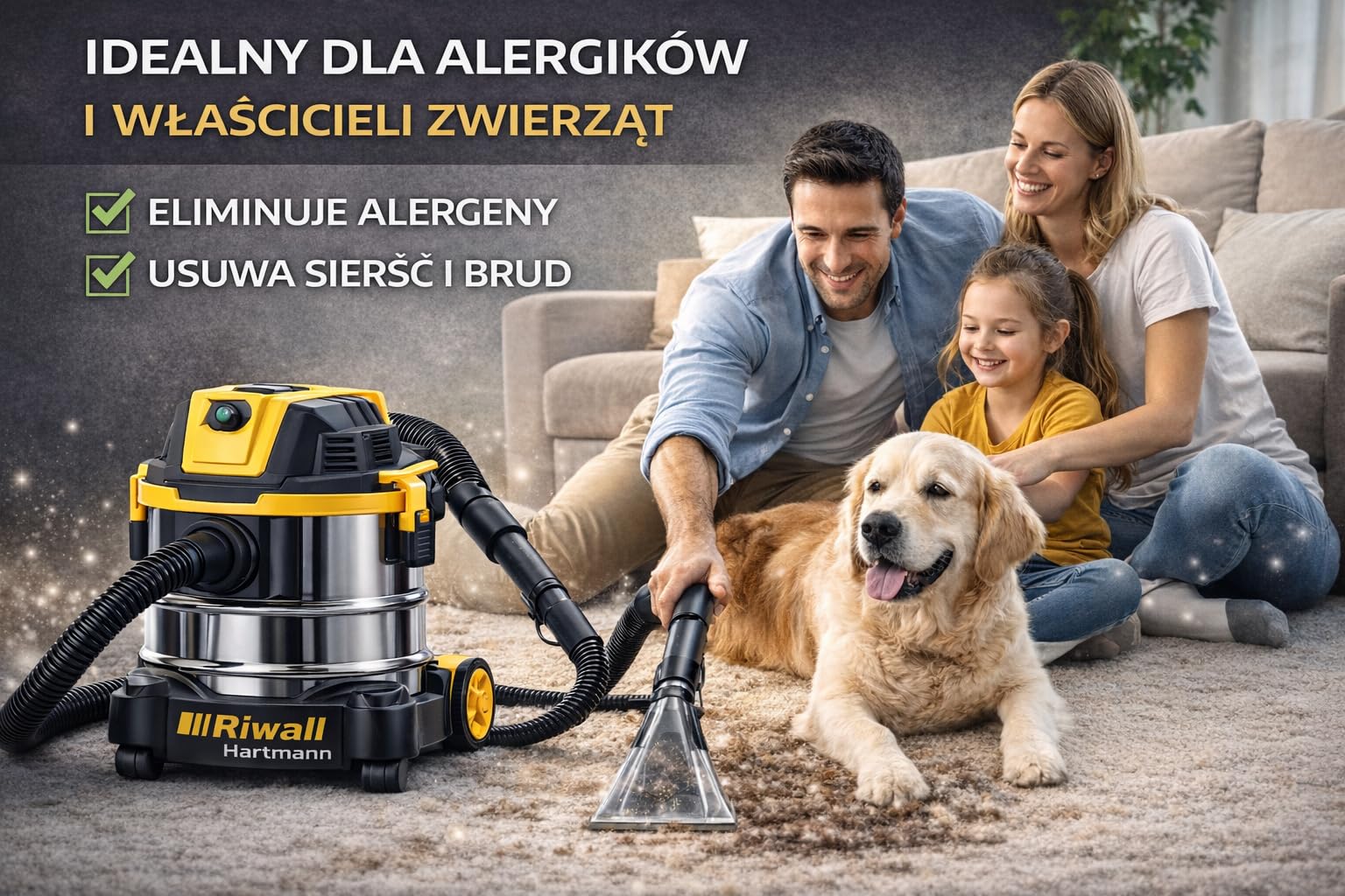 Odkurzacz Piorący Riwall Hartmann 3.0 ROP-02 do Dywanów Tapicerki Mocny