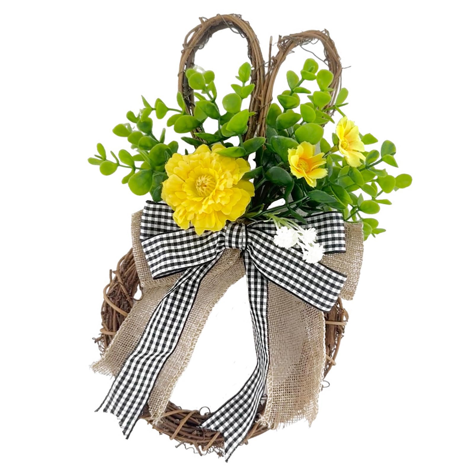 Realistic Rabbits Shaped Flower Wreath for Front Door Artificial Florals Garlands Easters Decoration for Home Use Front Door Easters Wreath