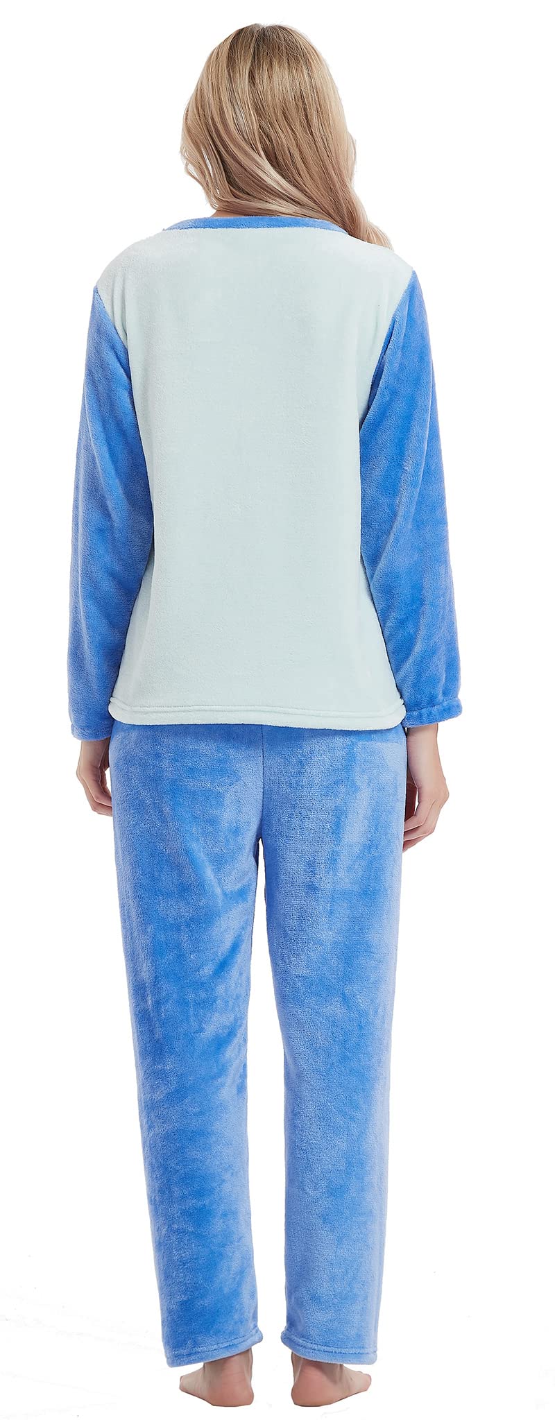 Pigiami Donna Pigiama Pile Lungo Pigiamone Tuta da Casa Unisex Maniche Lunghe