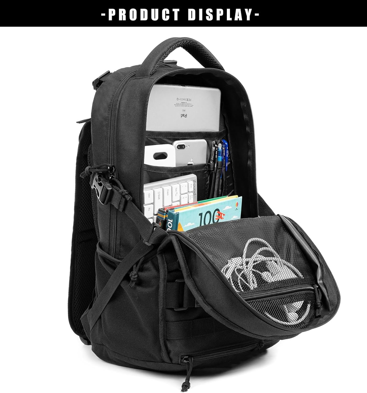 Tactical Military Backpack 30L Molle Assault Pack Army Rucksack, Heavy Duty for Hiking Camping Travel 3-Day Bug Out Bag (Black) - Image 5