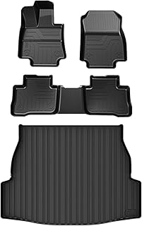 FIILINES Floor Mats & Cargo Liner Set Fit for Toyota RAV4 2019-2023 All Weather Waterproof Durable 2 Rows Floor Liners and Cargo Mat Set RAV4 Accessories (Black)