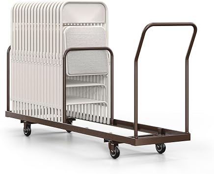 OEF Furnishings OEFDY-35 Folding Chair Dolly Heavy-Duty Steel Cart 35-Chair Capacity, Vertical Stacking, Fits Most Standard Folding Chairs