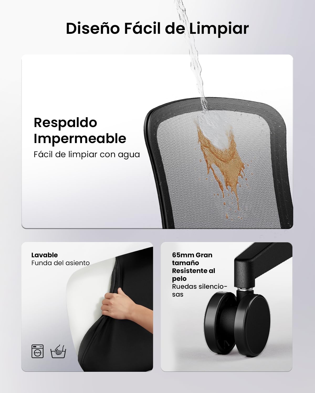 ProtoArc Silla Ergonomica Escritorio Espalda Alta en Malla Nylon, Inclinación Peso-Adaptativa, Asiento Transpirable, Brazos Regulables, Bloqueo Inclinación (Flexer - Negro)