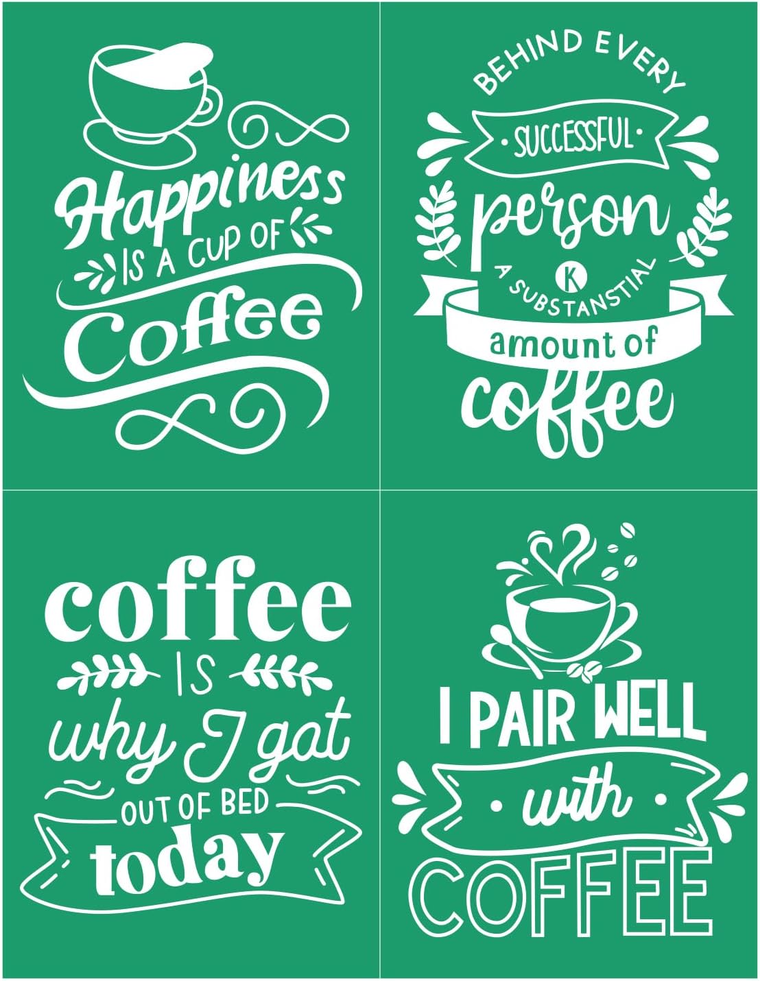 DGAGA Reusable coffee stencil for silk screen, stencil, chalk, transfer, mesh, for chalk paste, adhesive stencils, coffee screen printing stencils for