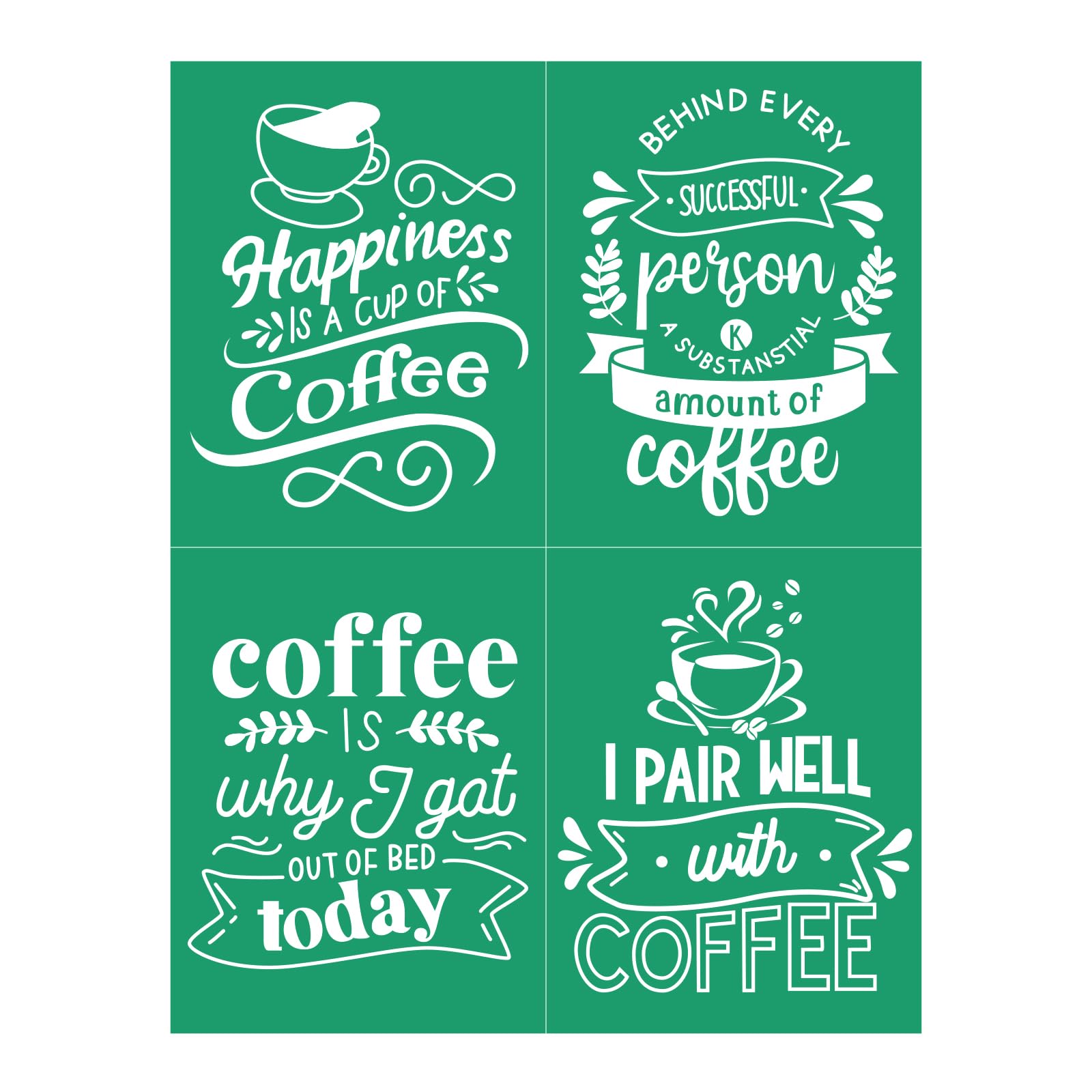 DGAGA Reusable coffee stencil for silk screen, stencil, chalk, transfer, mesh, for chalk paste, adhesive stencils, coffee screen printing stencils for