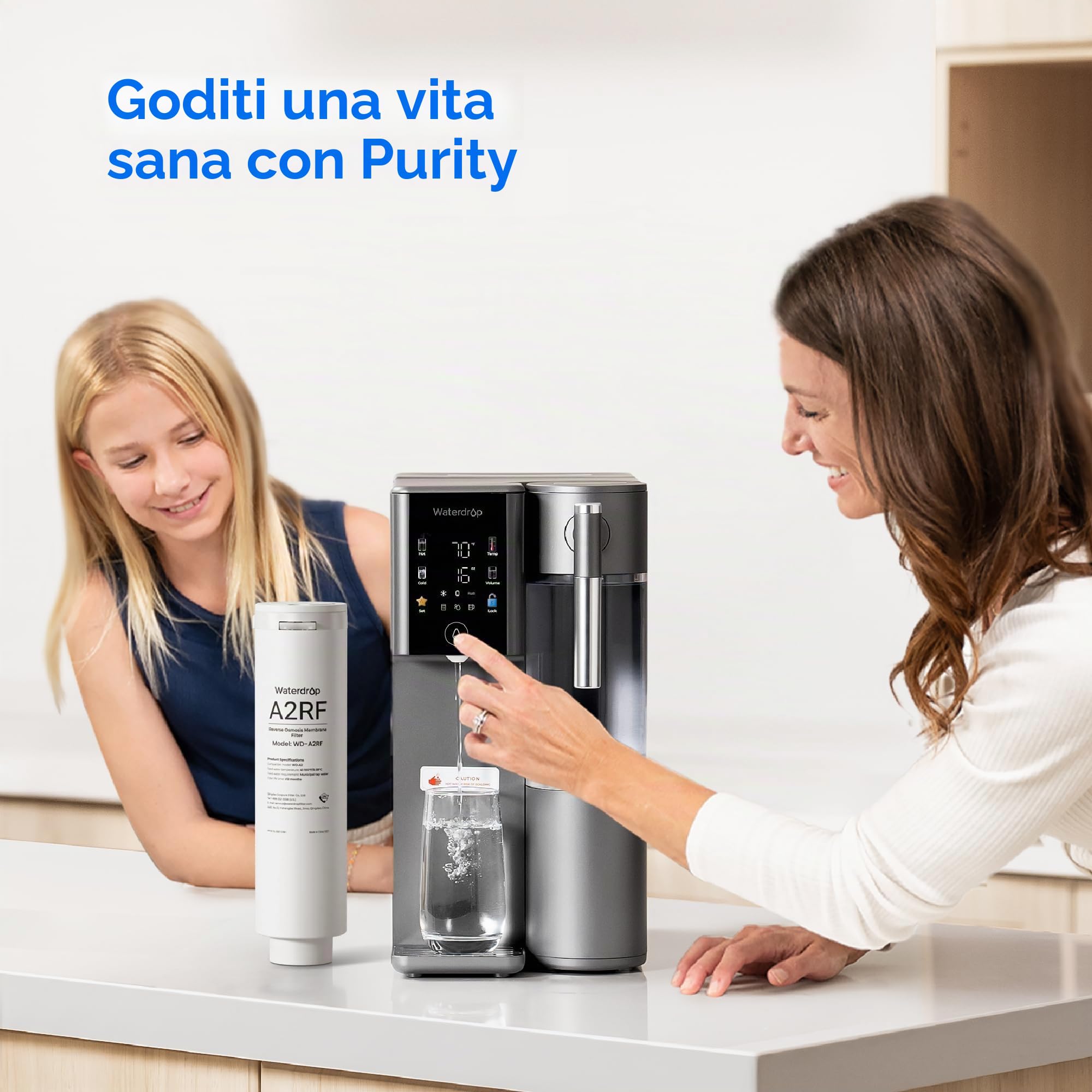 Waterdrop WD-A2RF Filtro, Ricambio per il Sistema a Osmosi Inversa da Banco WD-A2, 12 Mesi di Vita