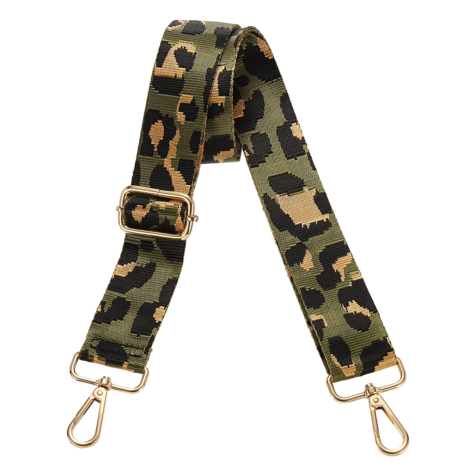 Sangles de rechange léopard vert foncé chic avec boucle dorée pour sac - 7