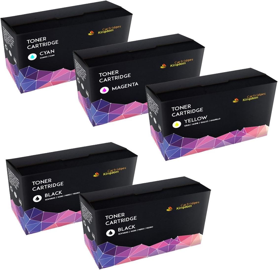 CARTRIDGES KINGDOMPack of 5 Toner Cartridges compatible with Dell 1250c, 1350cnw, 1355cn, 1355cnw, C1760, C1760nw, C1765, C1765nfw