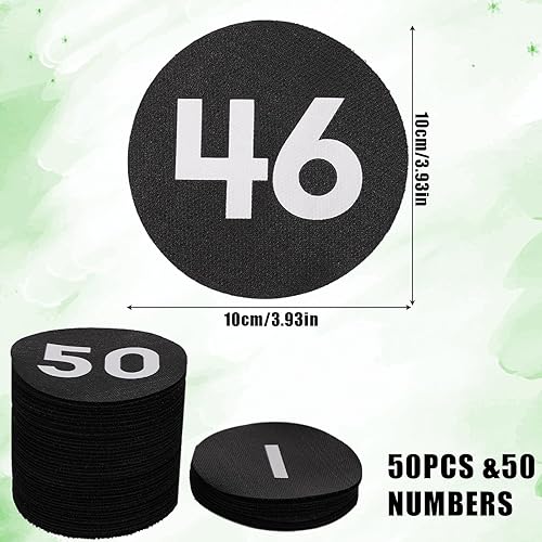 Miniatura 9 de 50 marcadores circulares para piso de alfombra, marcadores redondos de números de piso para aula con números del 1 al 50 de diámetro y 4 pulgadas