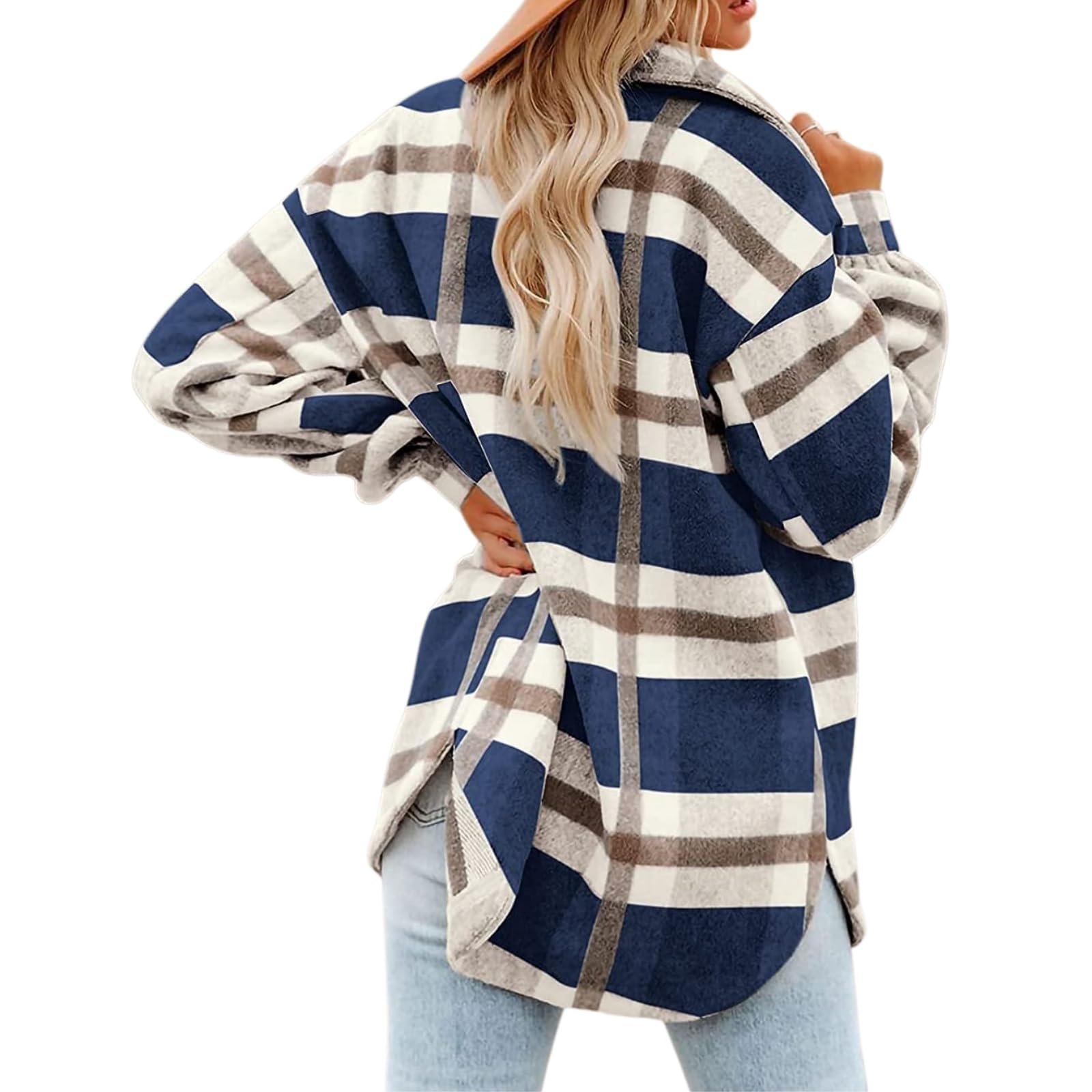 Generisch Camisas de franela de manga larga con botones y manga larga para mujer, informales, de franela, para negocios, para oficina