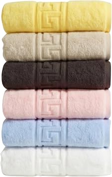 ANILSAN 6l  El ve Y z Havlusu Seti 50x90 cm -%100 Pamuk, Y ksek Emici, Grek Desenli - Ev, Otel, Spa ve Banyo  in L ks Havlu Seti G nl k Kullan ma Uygun