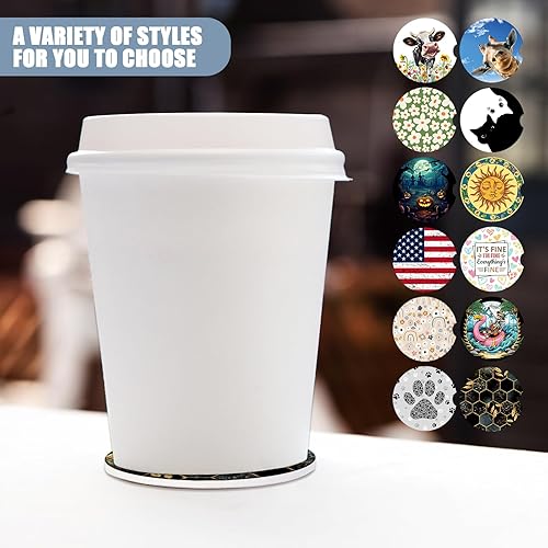 Miniatura 7 de Portavasos para automóvil, posavasos de cerámica absorbente con hojas de mármol negro, portavasos para bebidas, accesorios para automóviles para