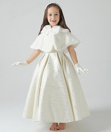 Miniatura 4 de Fankeshi Ivory Faux Fur Flower Girl Bolero Shrug Accessories Princess Cape