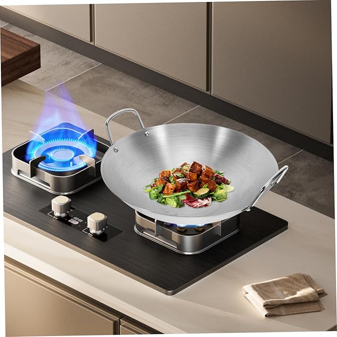 Wok de Acero Inoxidable Housoutil 12 pulgadas para Gas miniatura 2