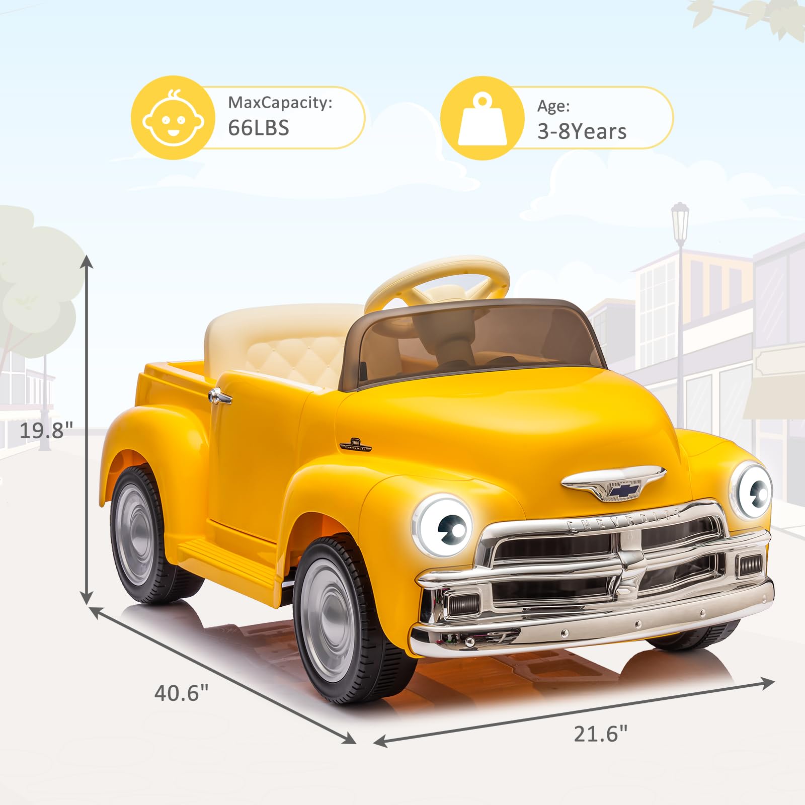 Licensed Chevrolet Ride On Car for Kids w/Parent Remote, 12V Ride On Car Toys for Ages 3-5, 2 Speed, Front &Ear Headlights, Kids Electric Cars with Dual Doors, 4 Wheel Cushion, Music Player