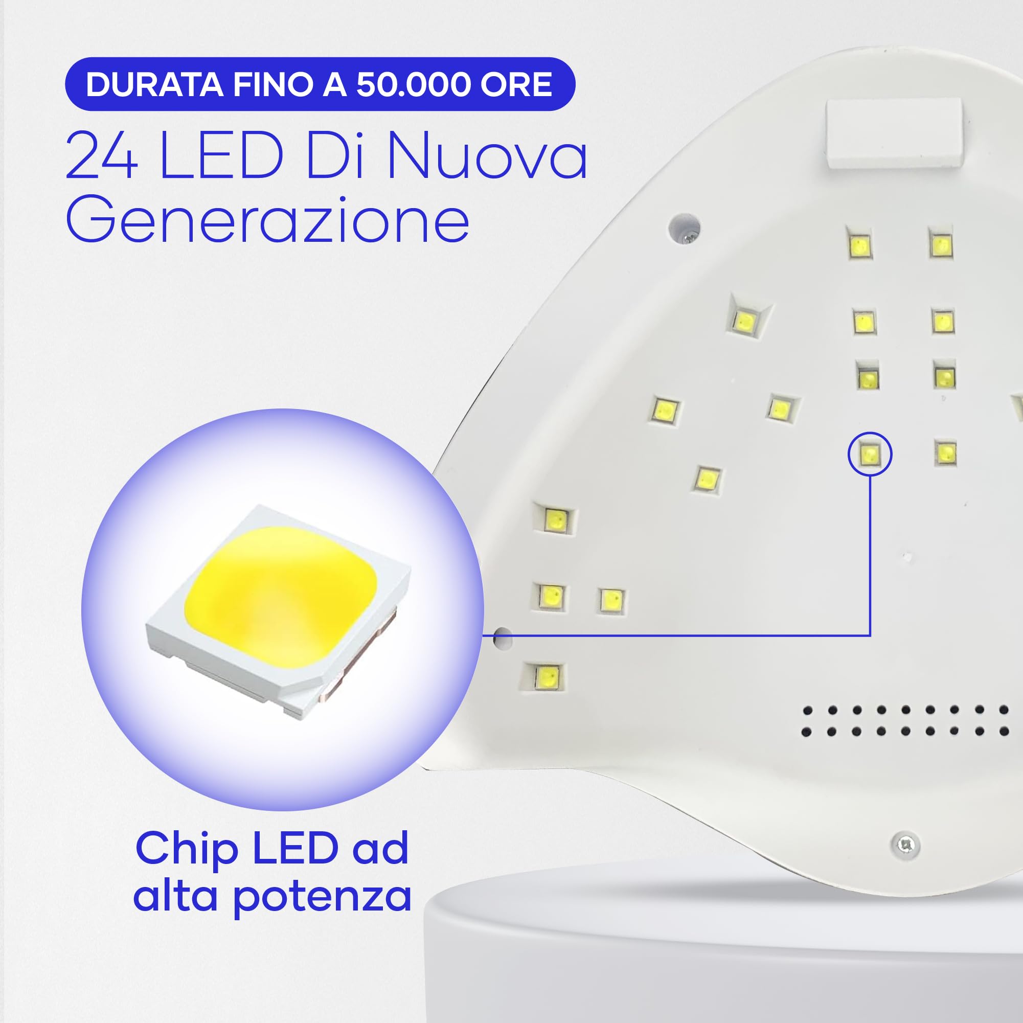 SUN 5 Lampada UV LED 48W per Unghie con Sensore e Timer | Sensore Automatico, Timer 10s/30s/60s/99s, Display LCD, 24 LED