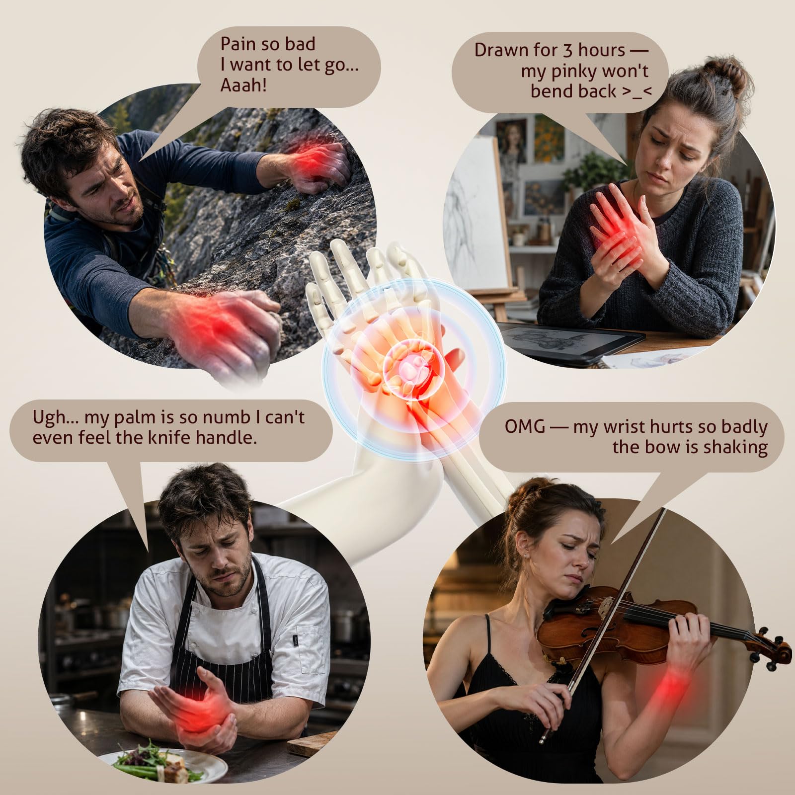 Handmassagegerät mit Wärme und Luftkompression, kabellos für Finger, Handfläche und Handgelenk, 3 Modi, 5 Intensitätsstufen, 3 Wärmestufen, für Büro, Gaming und Alltag