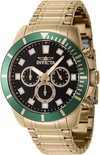 Invicta Stainless Steel Pro Diver Chronograph Black Dial Analog Watch for Men – 46043, Silver Band