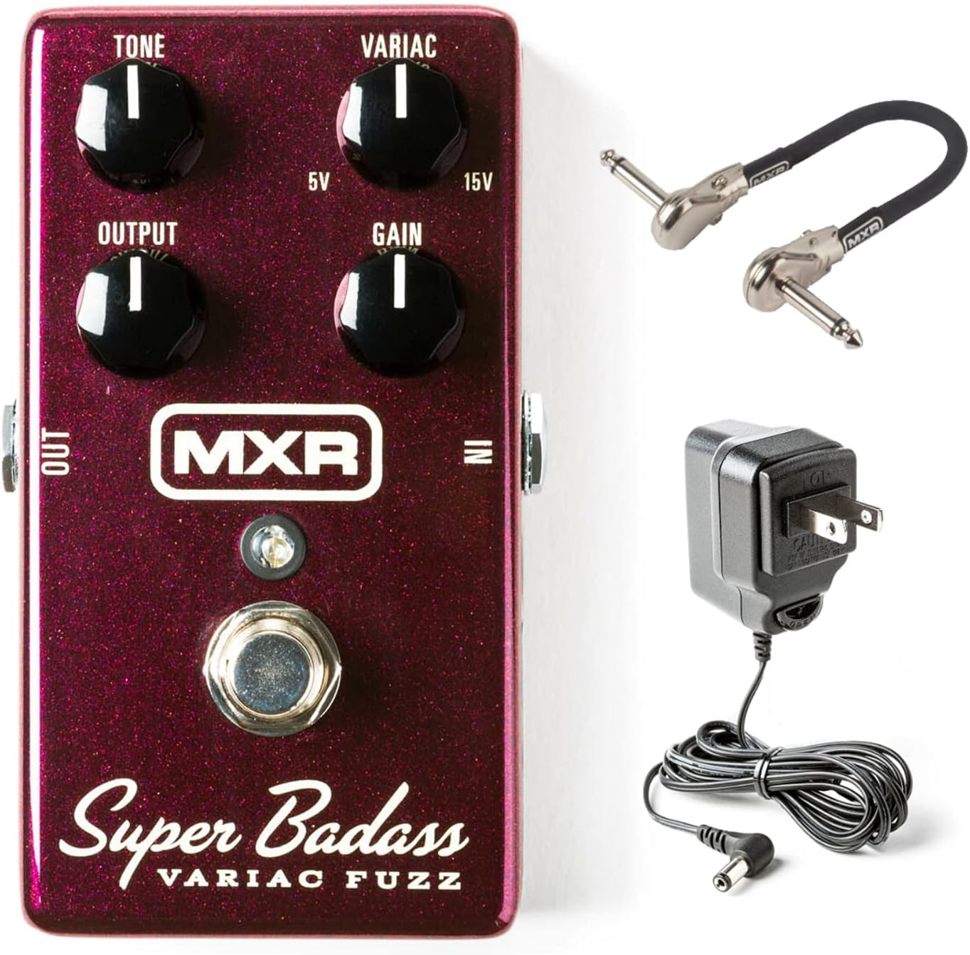 Briskdrop MXR M236 Super Badass Variac Fuzz Pedal Bundle with Dunlop ECB003 Power Supply and MXR Patch Cable