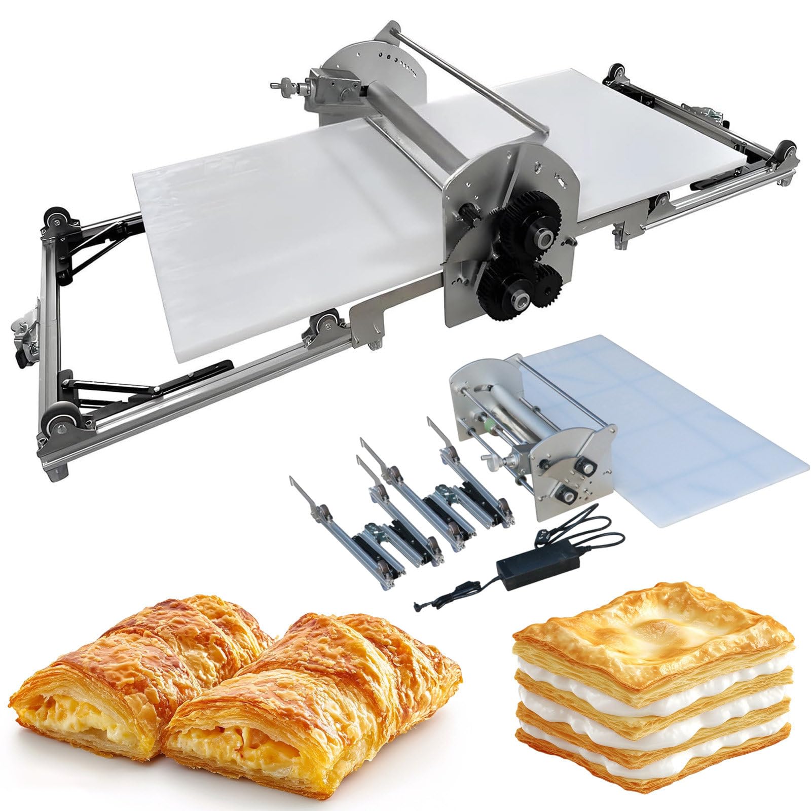 NGDFGR Electric Dough Sheeter Machine For Pastry, Commercial Roller 2~30Mm, 1000 X 450Mm Sheeting Board For Croissants, Bread, Pizza, Pasta, Baking Equipment