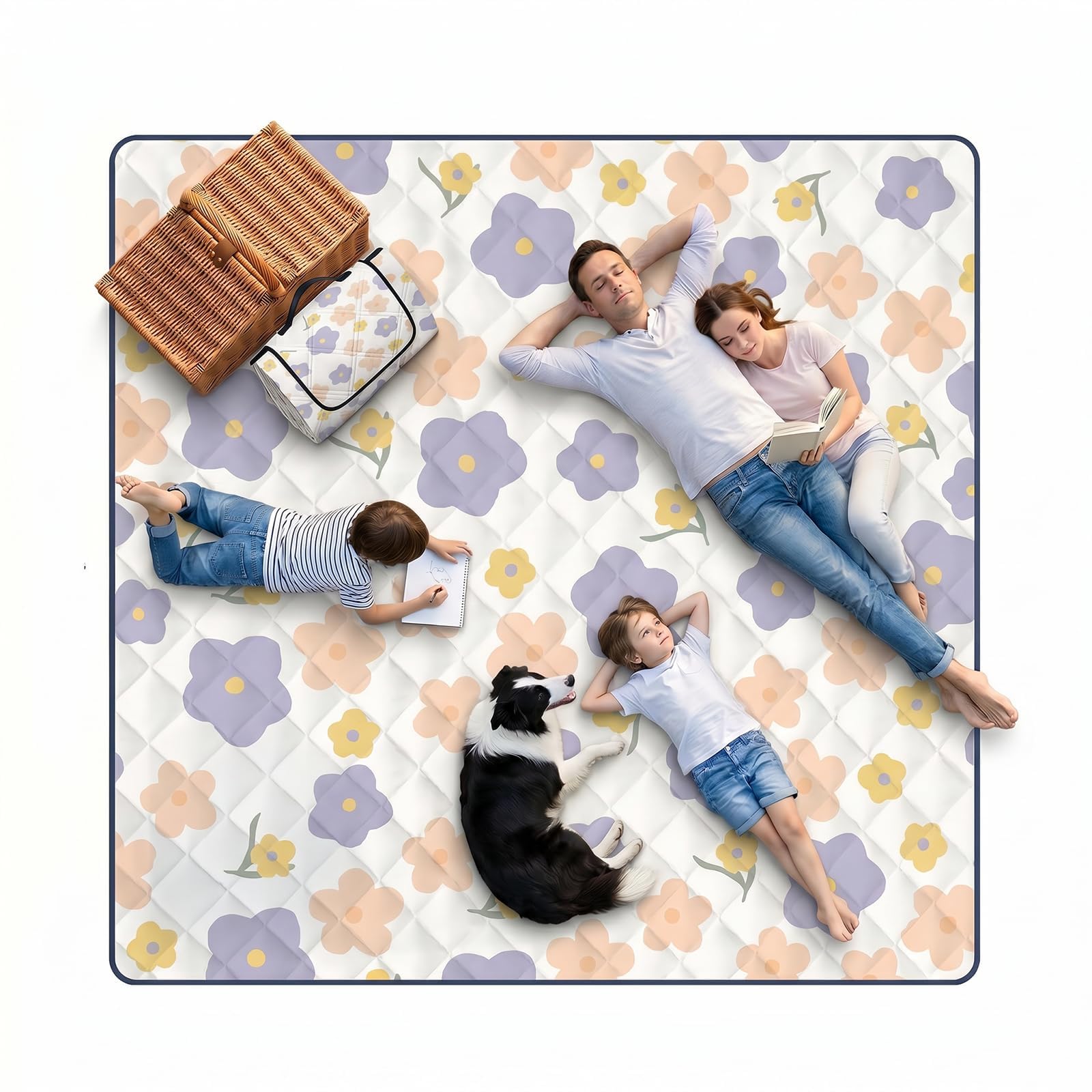 Coperta Picnic Impermeabile 200x200 cm Portatile con Maniglia Stuoia Spiaggia Campeggio Viola