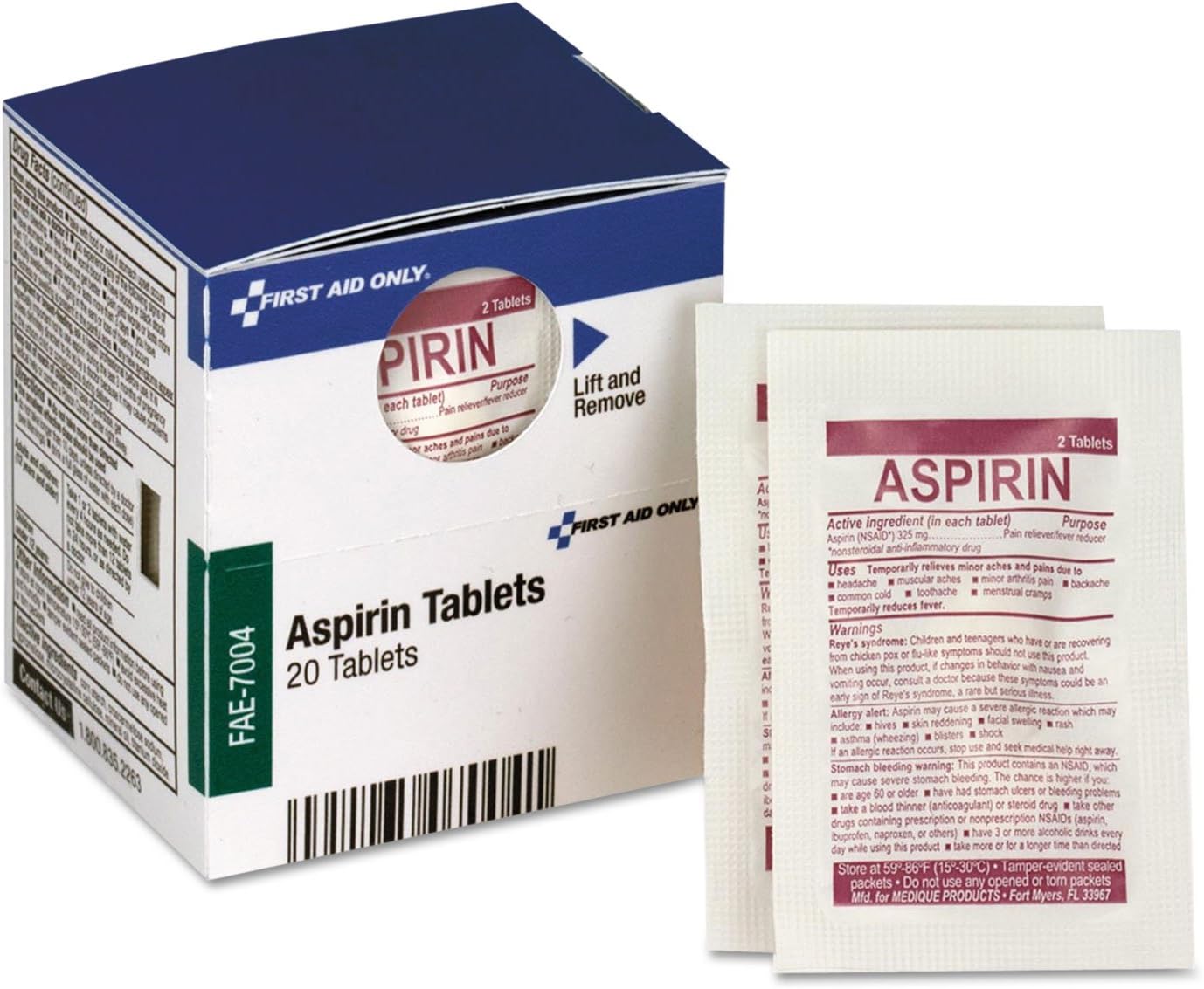 SmartCompliance Aspirin Refill, 2/Packet, 10 Packets/Box