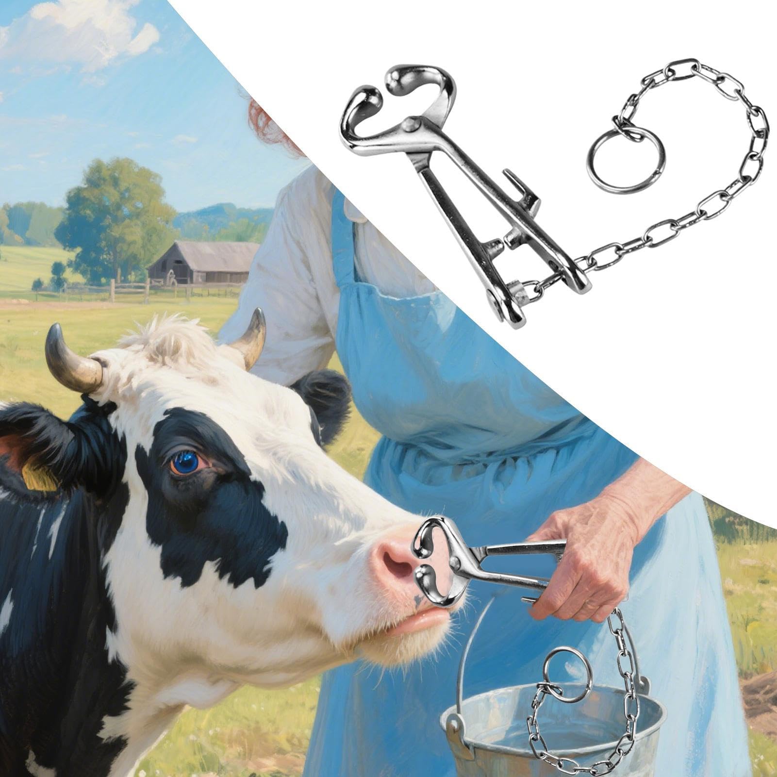 Pince Nez de Bœuf en Acier Inoxydable - Acier Inoxydable - Pince Bovine Universelle,Accessoire Jardin & Équipement Ferme pour Débutants en Élevage